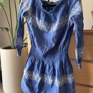 Blue Embroidered Women's Top